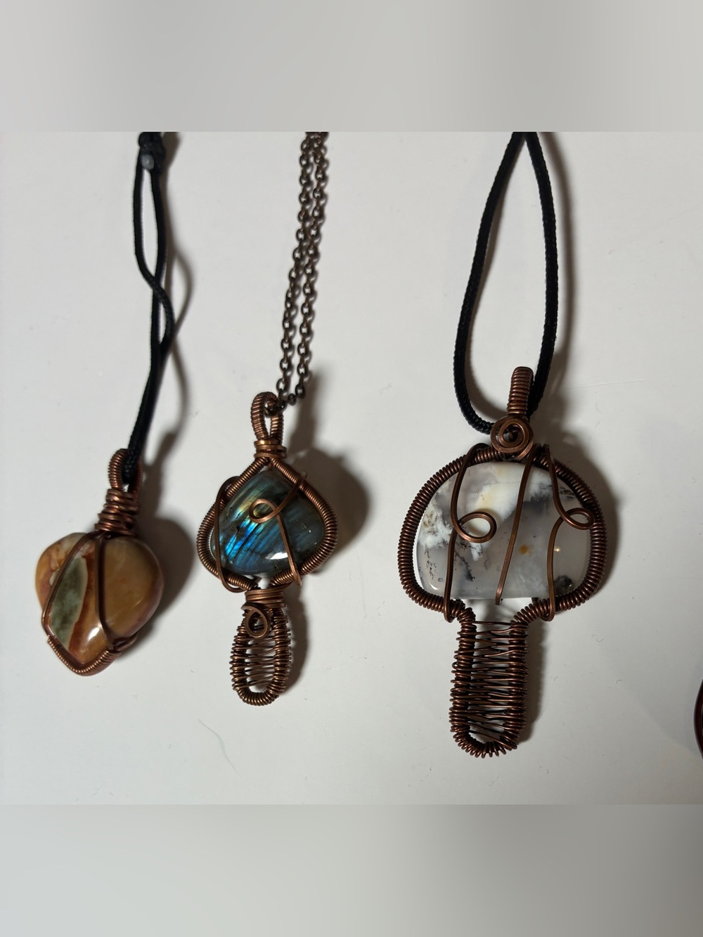 Wire Wrapped Crystal Necklace Bundle Set of 4 Handmade Copper Labradorite